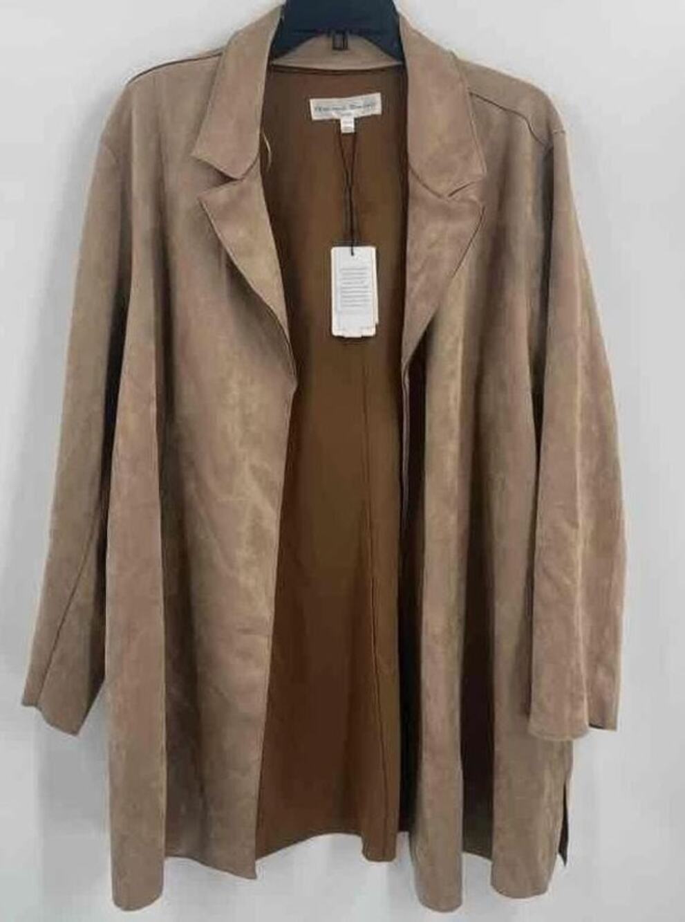 Chelsea & Theodore Womens Natural Stone Winter Open Front Coat Size 2X